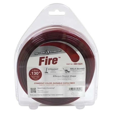 New 380-624 Fire Trimmer Line For Echo 310130064, Shindaiwa 13001 Color Red, Diameter 0.130 In.